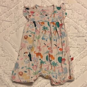 Magnetic Me Cream Tropical Animal / Travel Print Romper 9-12 months